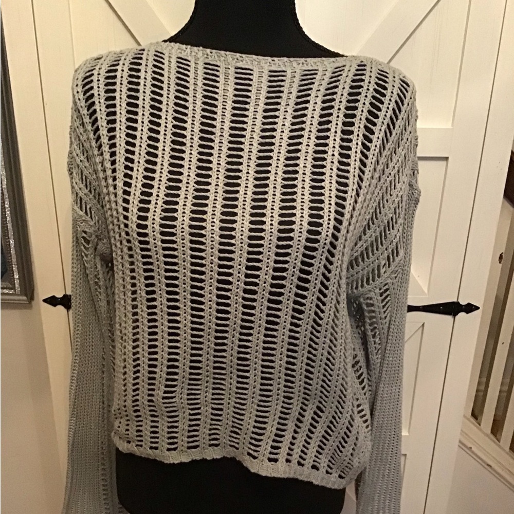 Elegant Open-Knit Gray Sweater